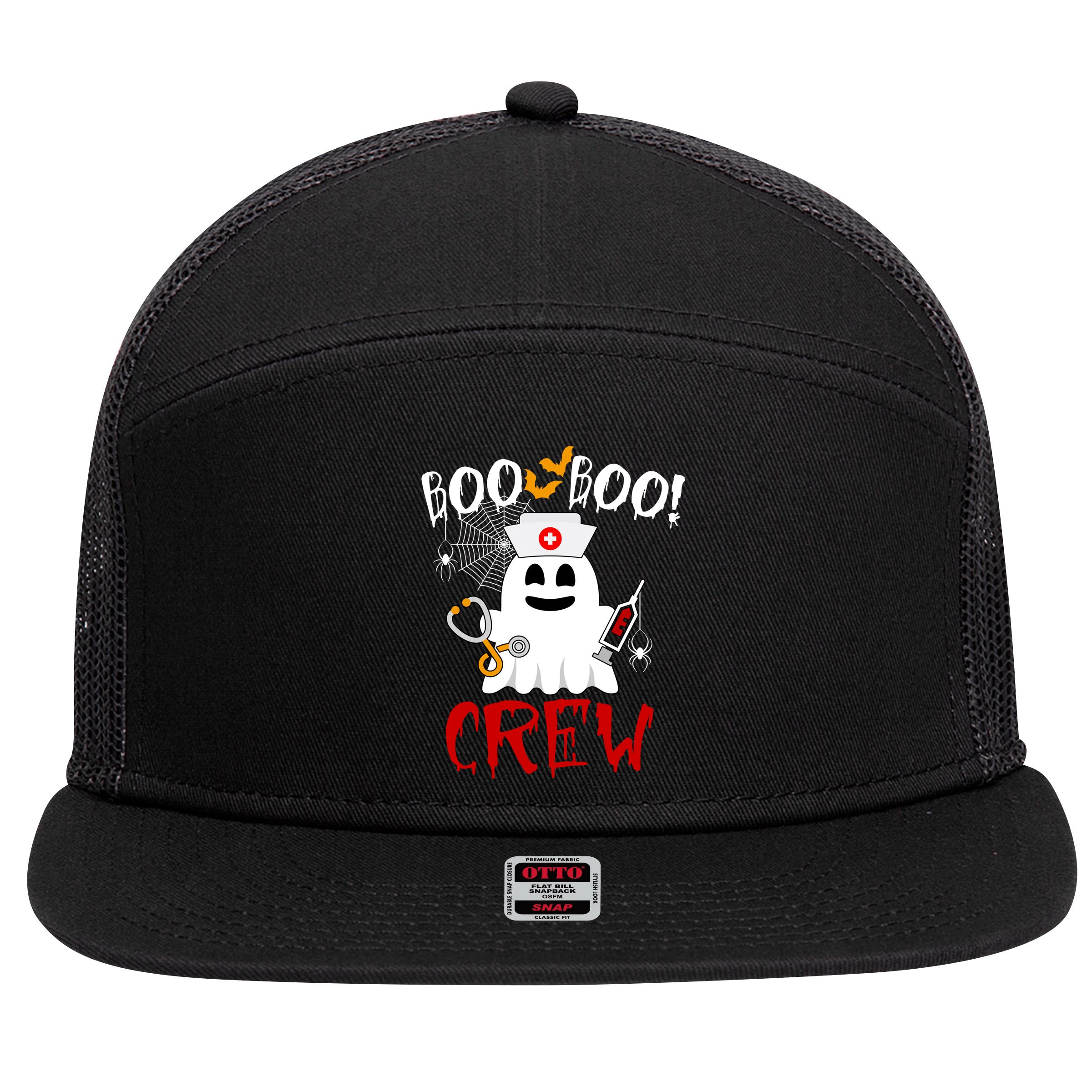 Boo Boo Crew Funny Cute Halloween 7 Panel Mesh Trucker Snapback Hat