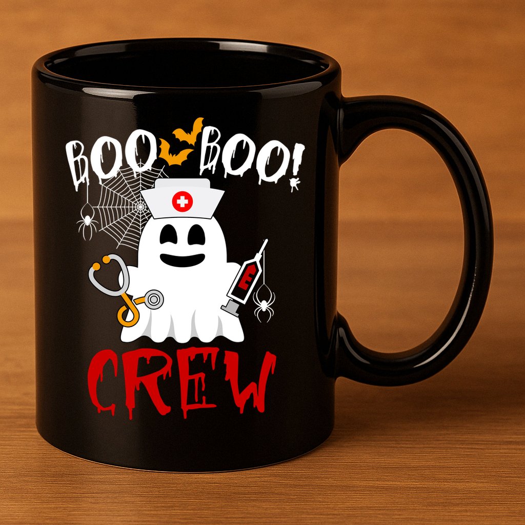 Boo Boo Crew Funny Cute Halloween 11oz C Handle Ceramic Mug