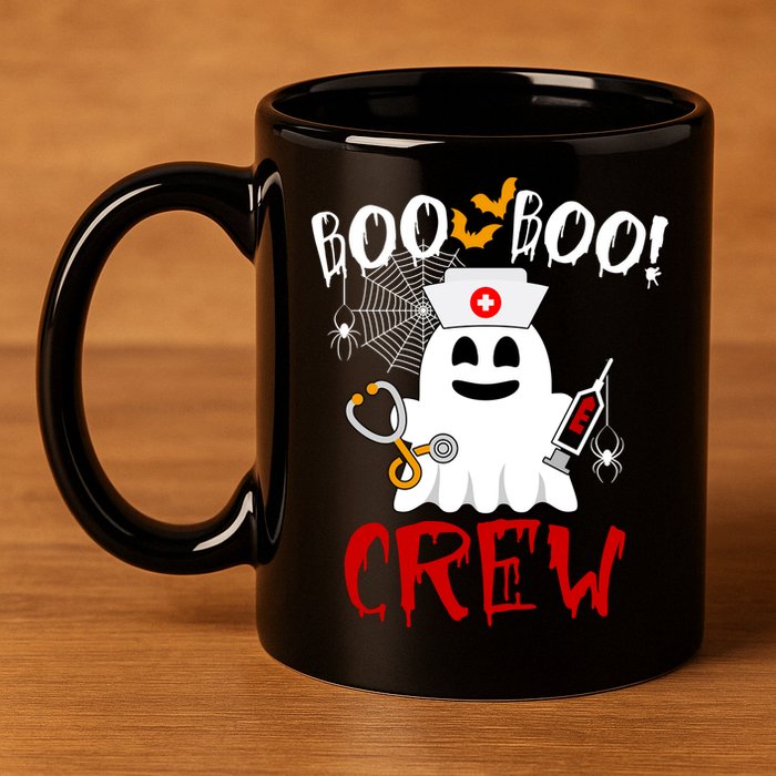 Boo Boo Crew Funny Cute Halloween 11oz C Handle Ceramic Mug