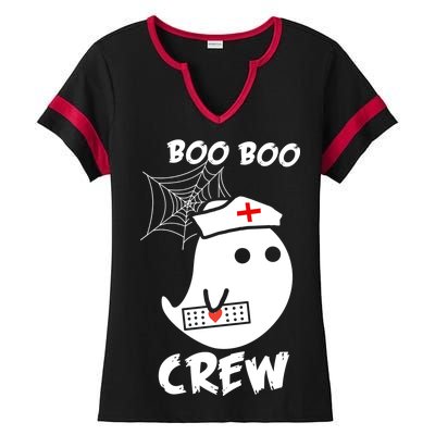 Boo Boo Crew Nurse Ghost Funny Halloween Ladies Halftime Notch Neck Tee