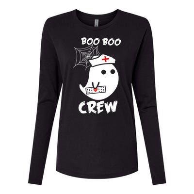 Boo Boo Crew Nurse Ghost Funny Halloween Womens Cotton Relaxed Long Sleeve T-Shirt