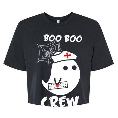 Boo Boo Crew Nurse Ghost Funny Halloween Bella+Canvas Jersey Crop Tee