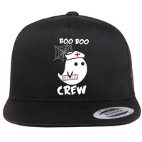 Boo Boo Crew Nurse Ghost Funny Halloween Flat Bill Trucker Hat