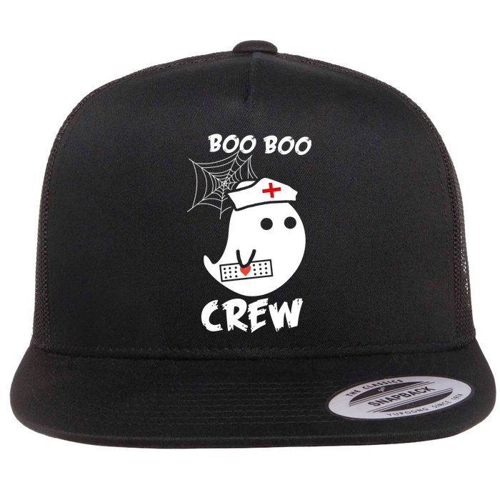 Boo Boo Crew Nurse Ghost Funny Halloween Flat Bill Trucker Hat