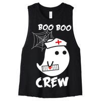 Boo Boo Crew Nurse Ghost Funny Halloween Women's Racerback Cropped Tank