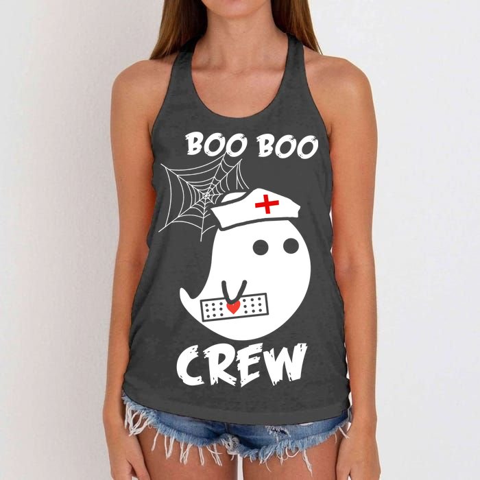 Boo Boo Crew Nurse Ghost Funny Halloween Women's Knotted Racerback Tank