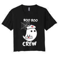Boo Boo Crew Nurse Ghost Funny Halloween Women's Crop Top Tee