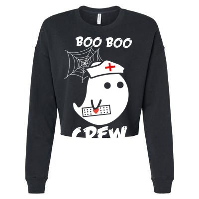 Boo Boo Crew Nurse Ghost Funny Halloween Cropped Pullover Crew