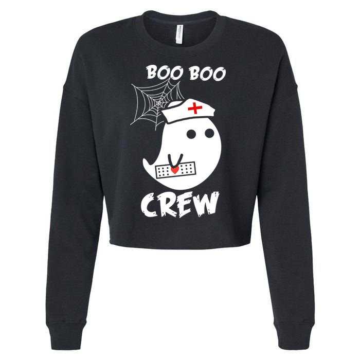 Boo Boo Crew Nurse Ghost Funny Halloween Cropped Pullover Crew