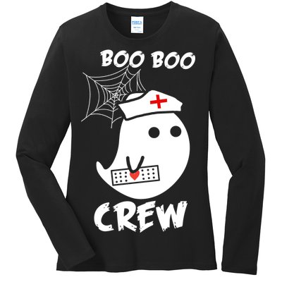 Boo Boo Crew Nurse Ghost Funny Halloween Ladies Long Sleeve Shirt