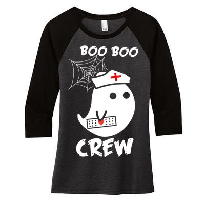 Boo Boo Crew Nurse Ghost Funny Halloween Women's Tri-Blend 3/4-Sleeve Raglan Shirt