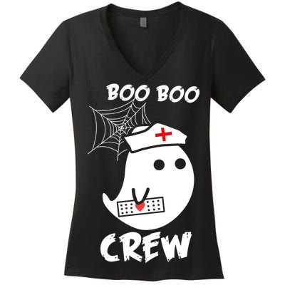 Boo Boo Crew Nurse Ghost Funny Halloween Women's V-Neck T-Shirt