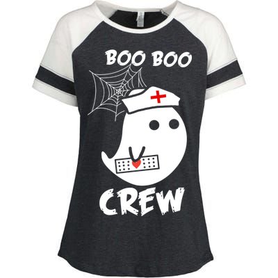 Boo Boo Crew Nurse Ghost Funny Halloween Enza Ladies Jersey Colorblock Tee