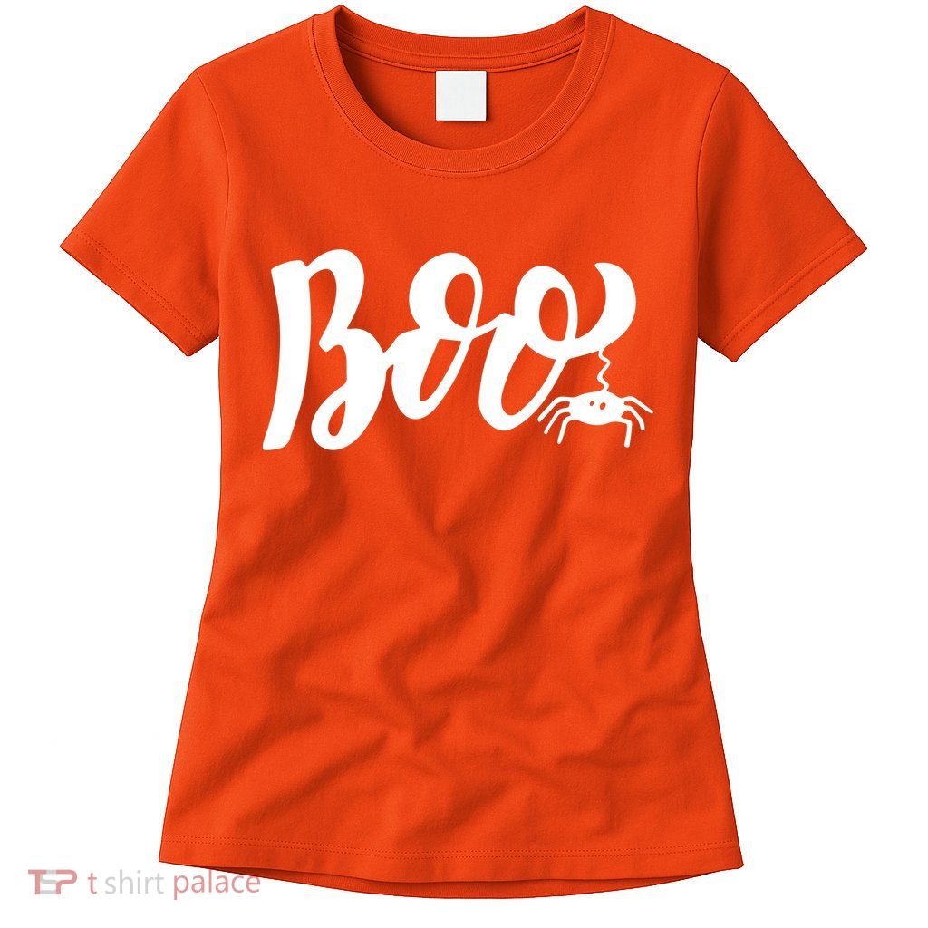 Boo Cut Spider Halloween Womens T-Shirt
