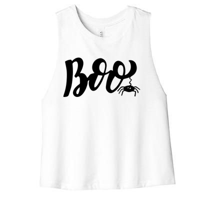 Boo Cut Spider Halloween Women's Racerback Cropped Tank