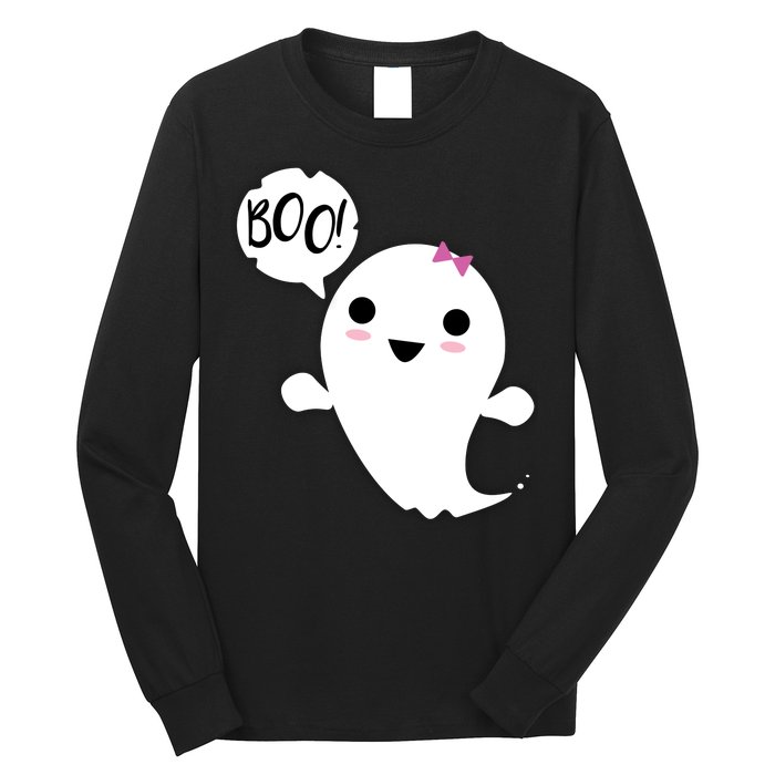 Boo Cute Halloween Girl Ghost Long Sleeve Shirt