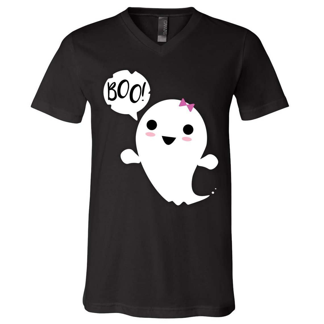 Boo Cute Halloween Girl Ghost V-Neck T-Shirt