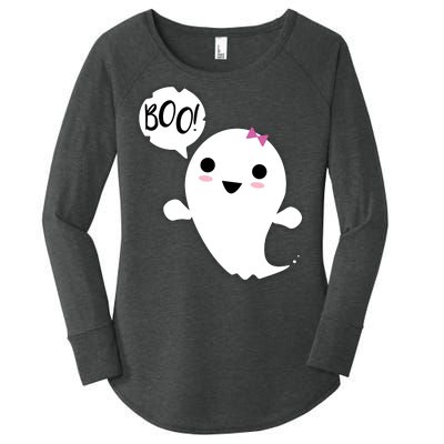 Boo Cute Halloween Girl Ghost Women's Perfect Tri Tunic Long Sleeve Shirt