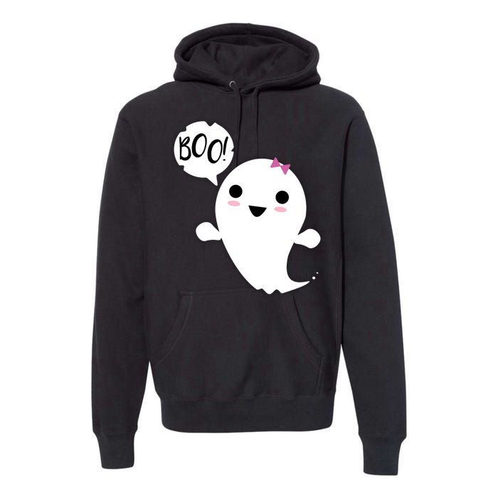 Boo Cute Halloween Girl Ghost Premium Hoodie