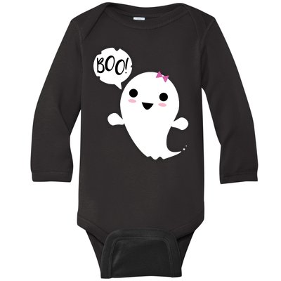 Boo Cute Halloween Girl Ghost Baby Long Sleeve Bodysuit