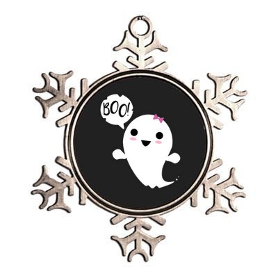 Boo Cute Halloween Girl Ghost Metallic Star Ornament