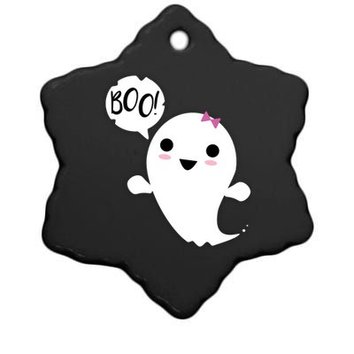 Boo Cute Halloween Girl Ghost Ceramic Star Ornament