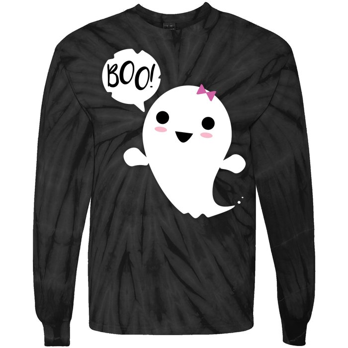 Boo Cute Halloween Girl Ghost Tie-Dye Long Sleeve Shirt