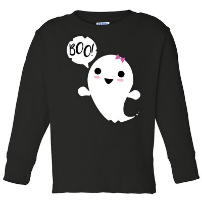 Boo Cute Halloween Girl Ghost Toddler Long Sleeve Shirt