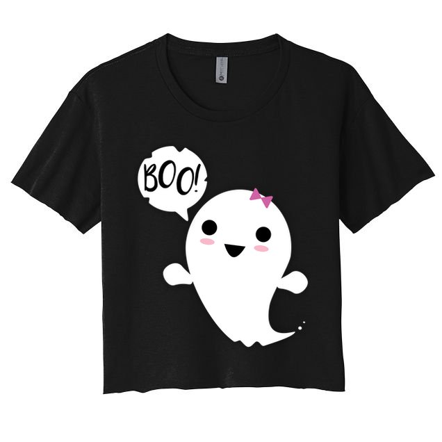 Boo Cute Halloween Girl Ghost Crop Top