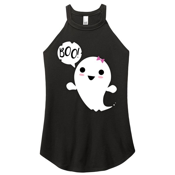 Boo Cute Halloween Girl Ghost Women's Perfect Tri Rocker Tank