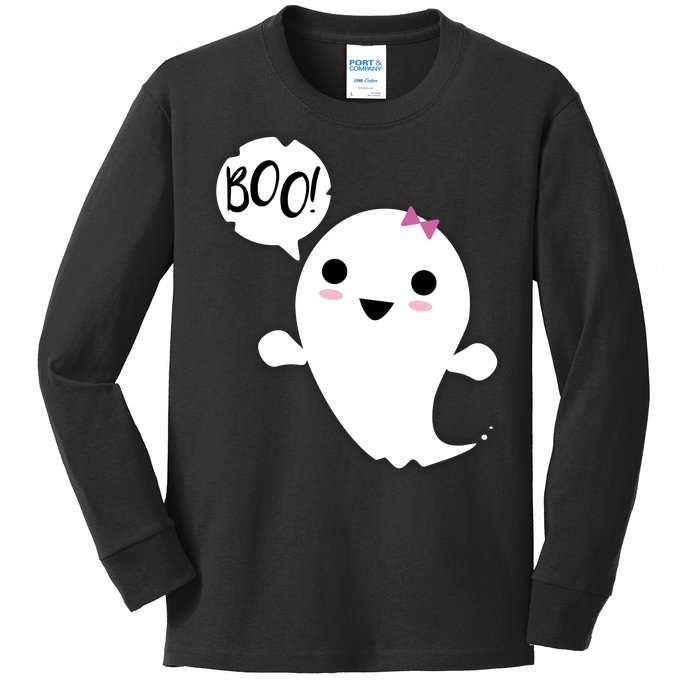 Boo Cute Halloween Girl Ghost Kids Long Sleeve Shirt