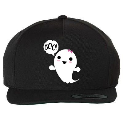 Boo Cute Halloween Girl Ghost Wool Snapback Cap