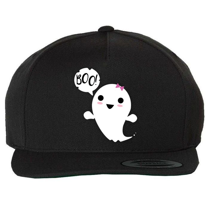 Boo Cute Halloween Girl Ghost Wool Snapback Cap