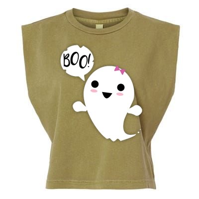 Boo Cute Halloween Girl Ghost Garment-Dyed Women's Muscle Tee