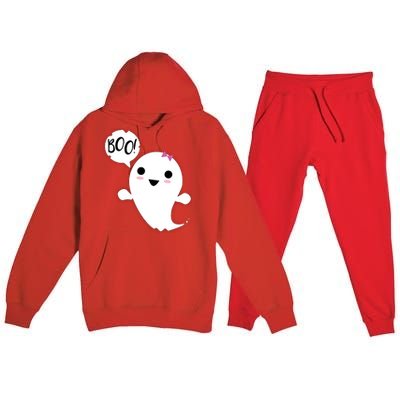 Boo Cute Halloween Girl Ghost Premium Hooded Sweatsuit Set