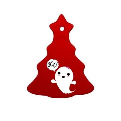 Boo Cute Halloween Girl Ghost Ceramic Tree Ornament