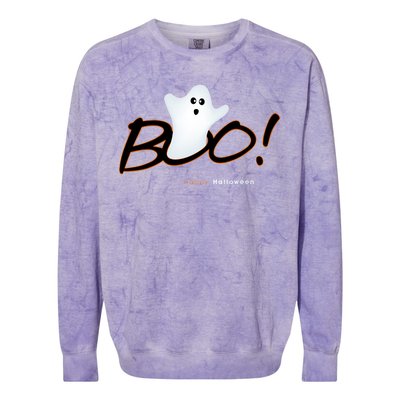 Boo Happy Halloween Ghost Colorblast Crewneck Sweatshirt