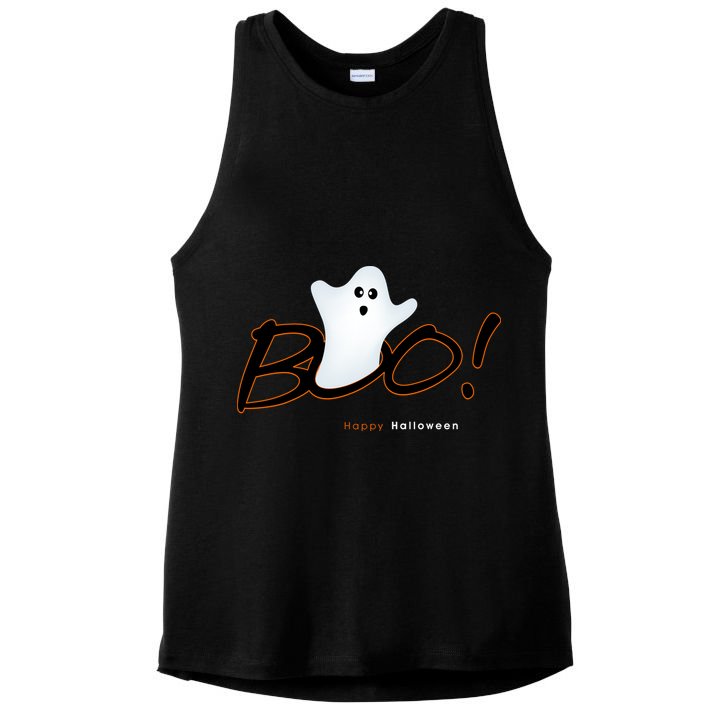 Boo Happy Halloween Ghost Ladies PosiCharge Tri-Blend Wicking Tank