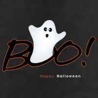 Boo Happy Halloween Ghost 7 Panel Mesh Trucker Snapback Hat