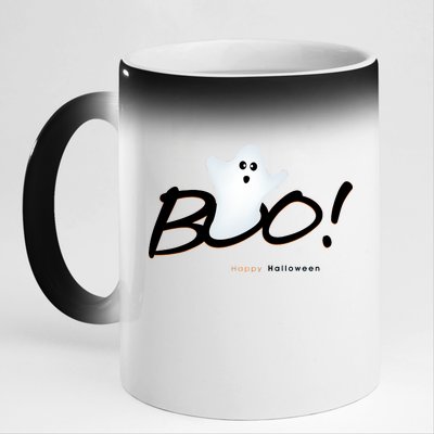 Boo Happy Halloween Ghost 11oz Black Color Changing Mug