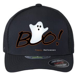 Boo Happy Halloween Ghost Flexfit Unipanel Trucker Cap