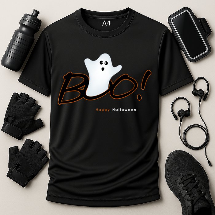 Boo Happy Halloween Ghost Cooling Performance Crew T-Shirt