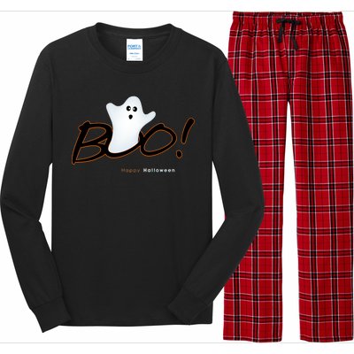 Boo Happy Halloween Ghost Long Sleeve Pajama Set