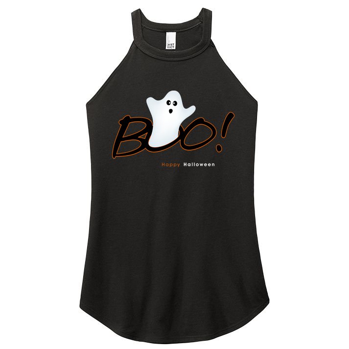 Boo Happy Halloween Ghost Women's Perfect Tri Rocker Tank