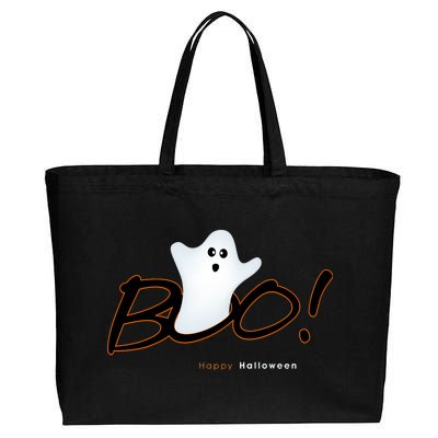 Boo Happy Halloween Ghost Cotton Canvas Jumbo Tote