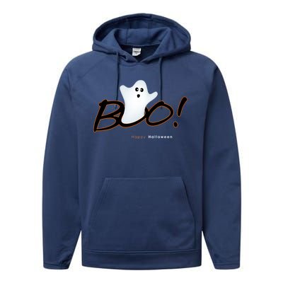 Boo Happy Halloween Ghost Performance Fleece Hoodie