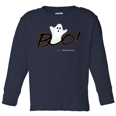 Boo Happy Halloween Ghost Toddler Long Sleeve Shirt