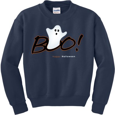 Boo Happy Halloween Ghost Kids Sweatshirt