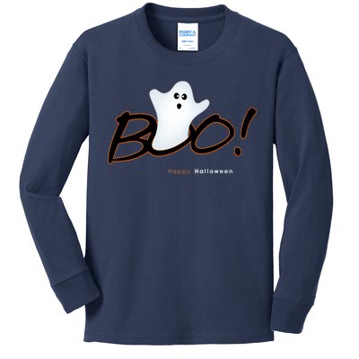 Boo Happy Halloween Ghost Kids Long Sleeve Shirt