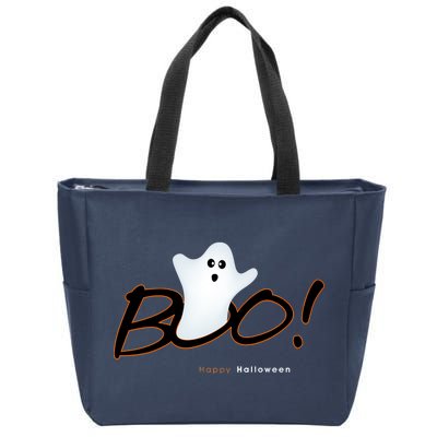 Boo Happy Halloween Ghost Zip Tote Bag